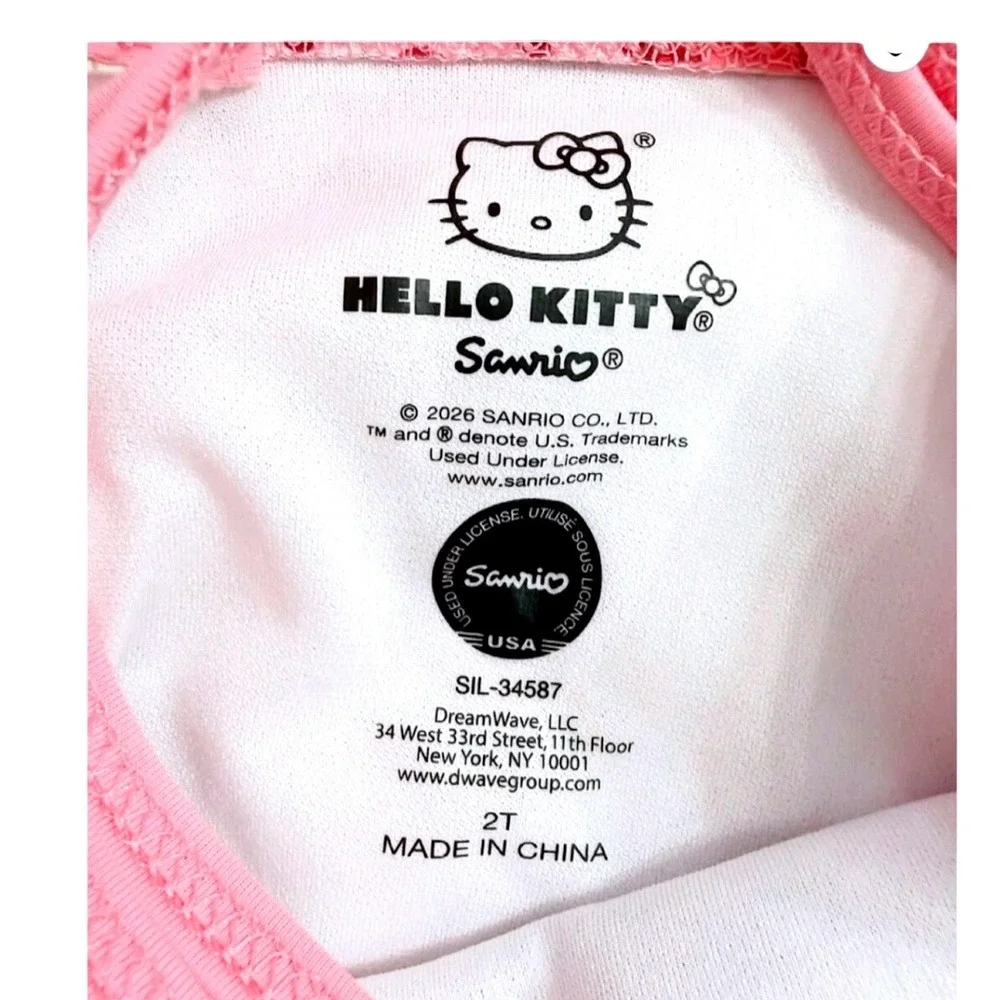 Hello Kitty Pink Shell Swimsuit and Hooded Terry Cover Up Set 2T Sanrio Mermaid
